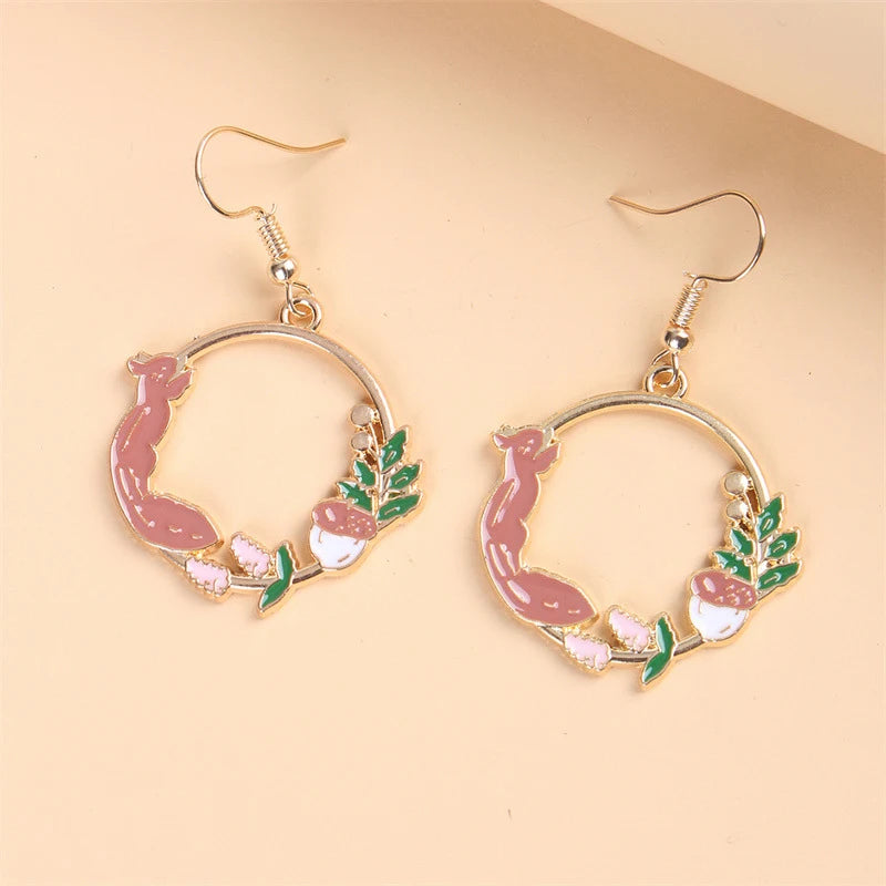 Fashion Cute Enameled Animal Dangle Drop Earrings
