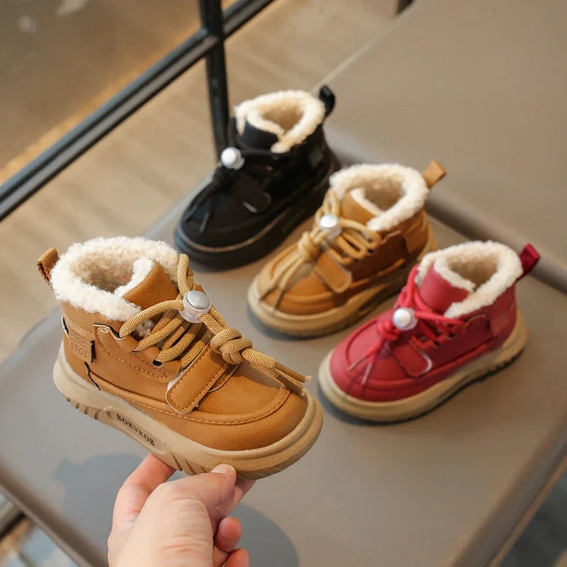 2024 Children Casual Shoes for Girls Boys Winter New Fashion Korean Style Soft Bottom Anti-slippery Versatile Plush Warm Boots