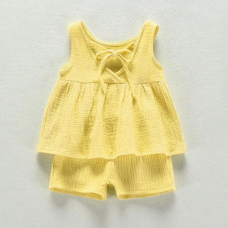 Baby Girls Sleeveless Vest Dress Shorts