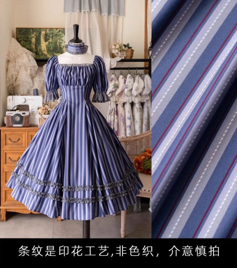Classical Elegant Kawaii Dress Lolita Short Sleeved Slim Fit Long Vestidos