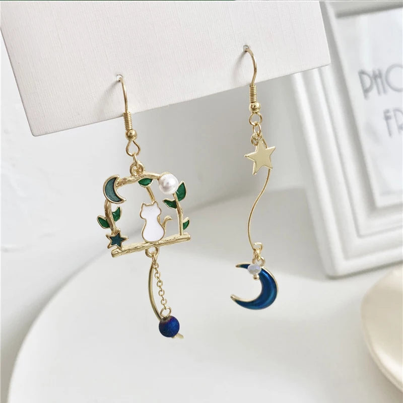 Flower Cute Animal Dangle Earrings For Women