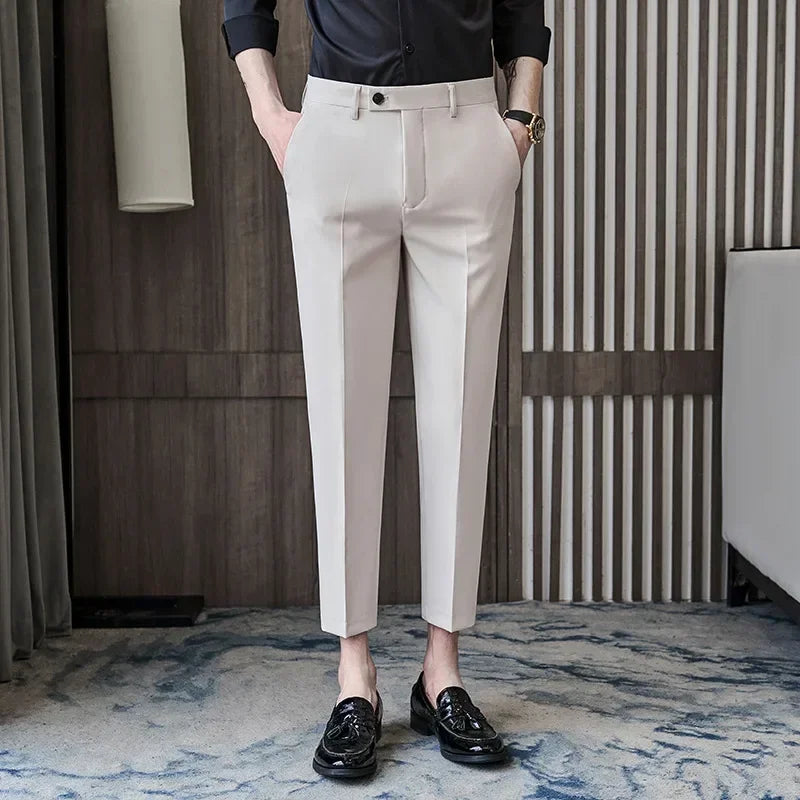 Men Slim Fit Casual Office Trousers Formal Social Wedding Party Suit Pant