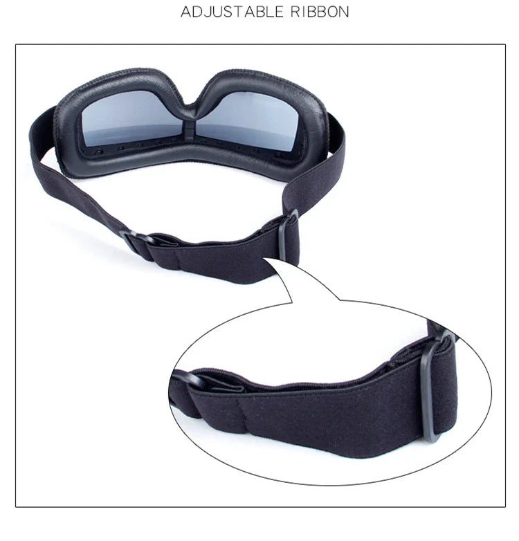 Best Selling Vintage Goggles Motorcycle Leather Goggles Glasses Cruiser Folding Goggles Newest Sunglasses Motocross Safety