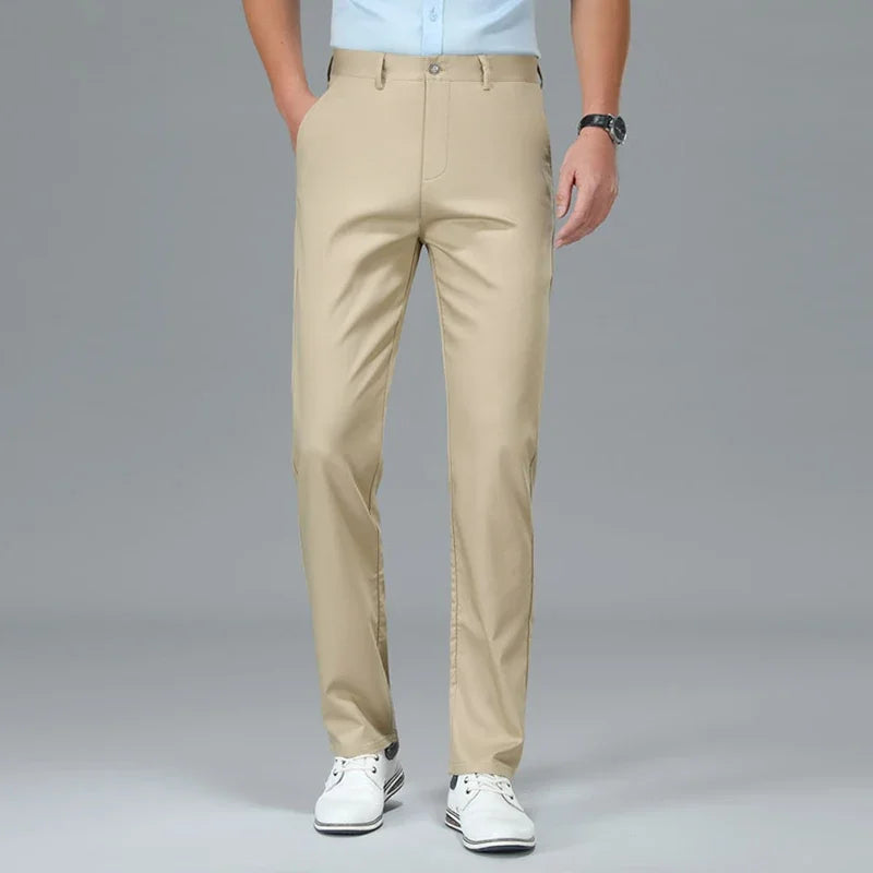 Bamboo Fiber Luxury Straight Pants Men Formal Suit Trouser