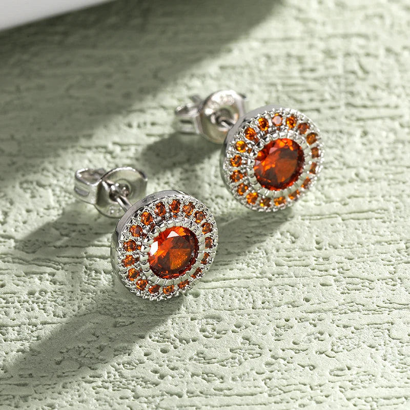 Vintage Gold Color Red Crystal Zircon Ear Earrings For Women
