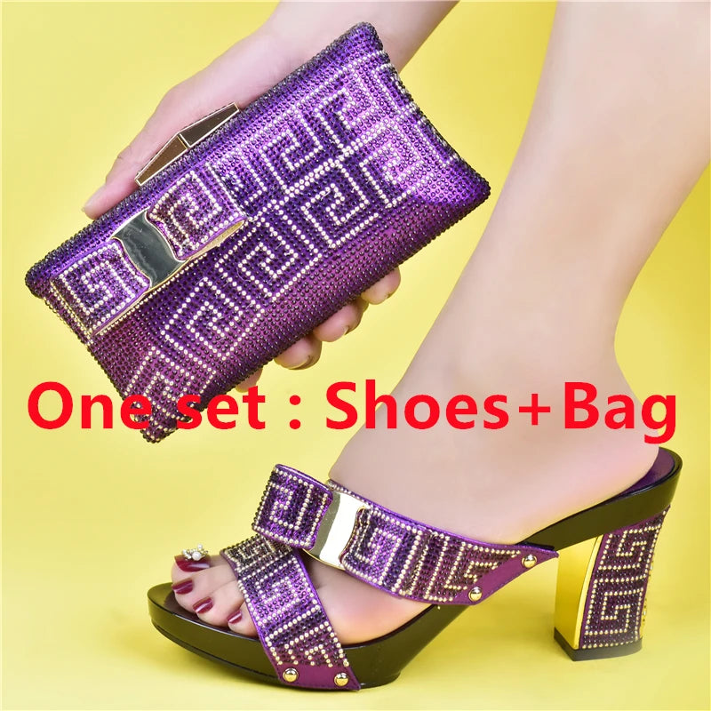 Party Shoe and Bag Sets Black Color Women Matching Shoes and Bag Set
