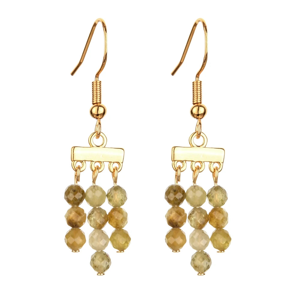 Natural Stone 3 Layer Drop Dangle Earrings for Women