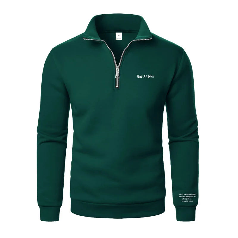 Spring and Autumn new casual half zipper stand up collar hoodie trend simple and loose oversized fleece men's hoodie