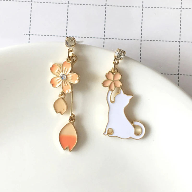 Flower Cute Animal Dangle Earrings For Women