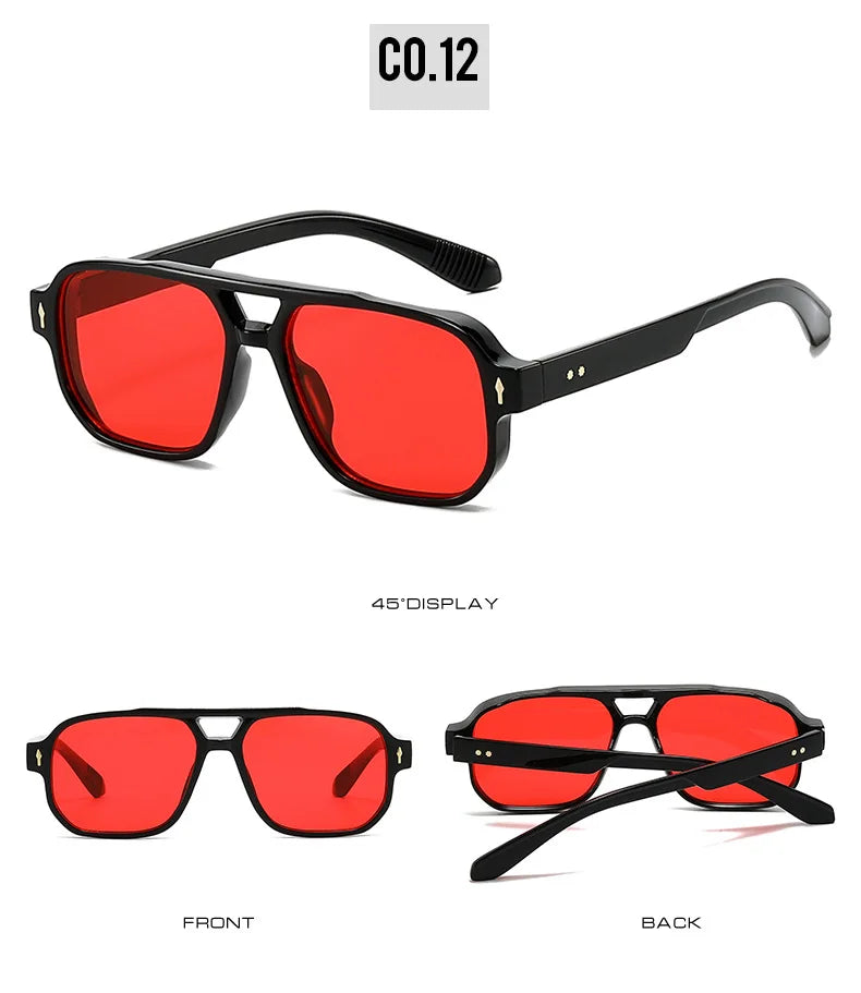 Fashion Square Sunglasses Women Men Driving Rivets Arrow Decoration Casual Travel Suitable for All Sun Glasses Uv400