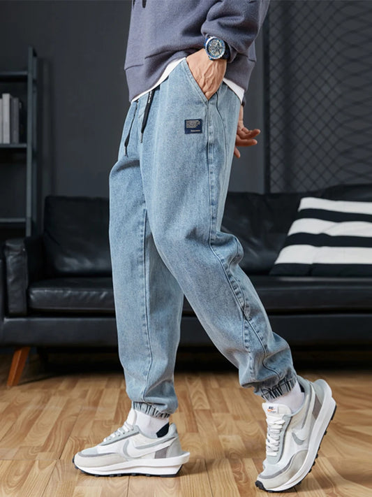 Men's Jogger Jeans Streetwear Black Blue Casual Denim Cargo Pants
