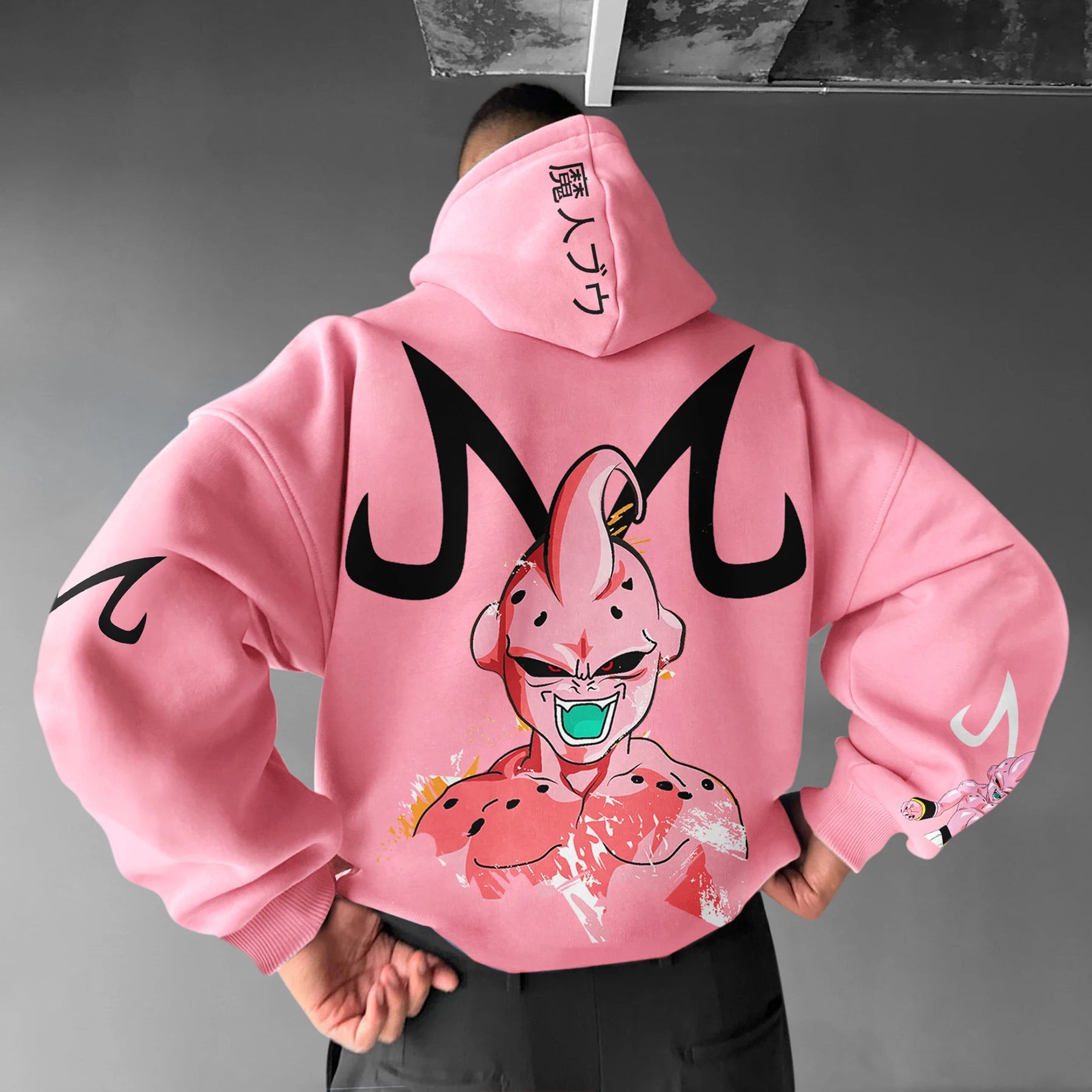 Dragon Ball Z Majin Buu Pink Hoodie Casual Pullover for Fans