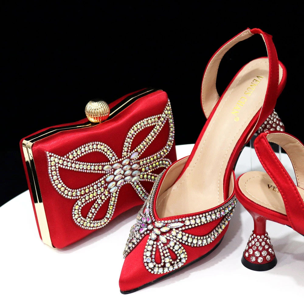 Bowknot Pointed Toe Women's Shoes Shallow Mouth Shoes Bag Set