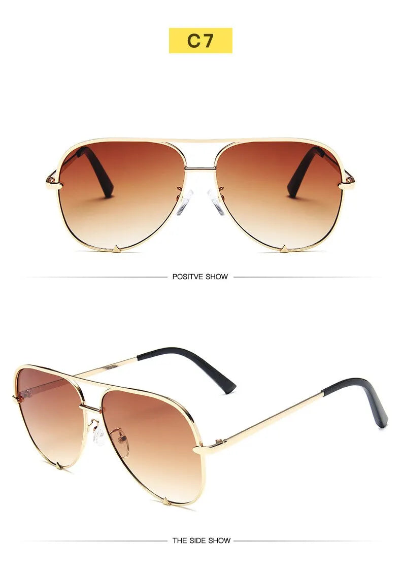 European And American Retro Style Double Beam Toad Mirror Men and Women Metal Sunglasses