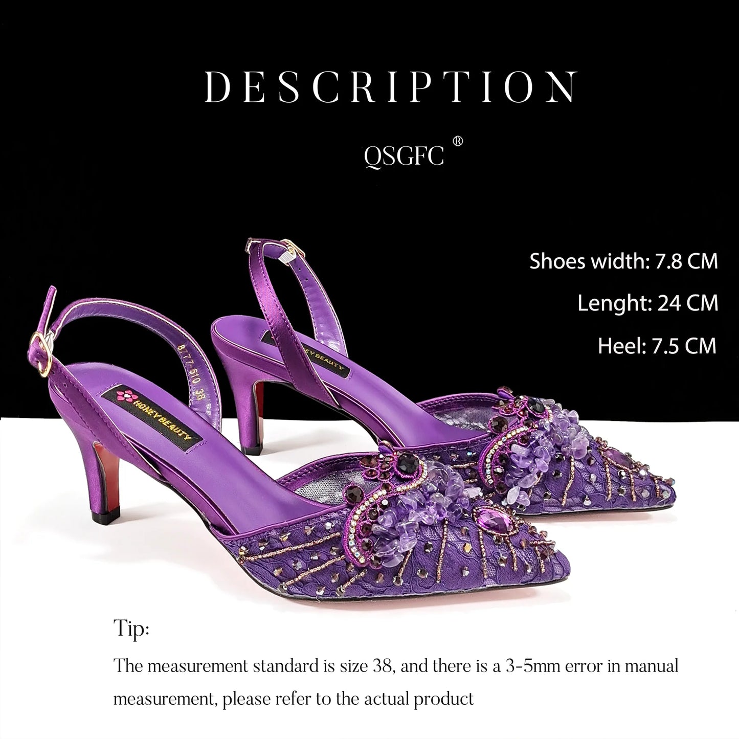 Elegant Women Heels Shoes And Bag Set Rhinestone with Coral Shoes