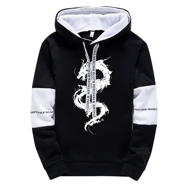 Chinese Dragon Printed Hoodie and Sweatpants High Quality Male Daily Casual Sports Hooded Sweatshirts Jogger Pants Men's Clothes