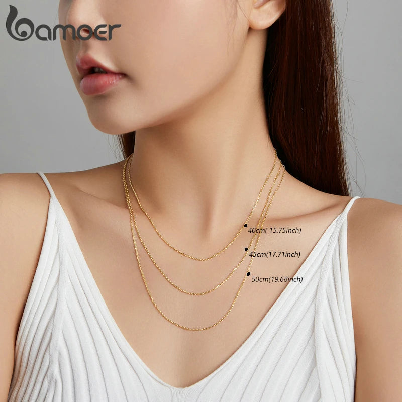 Classic Basic Chain Sterling Silver Lobster Clasp Necklace