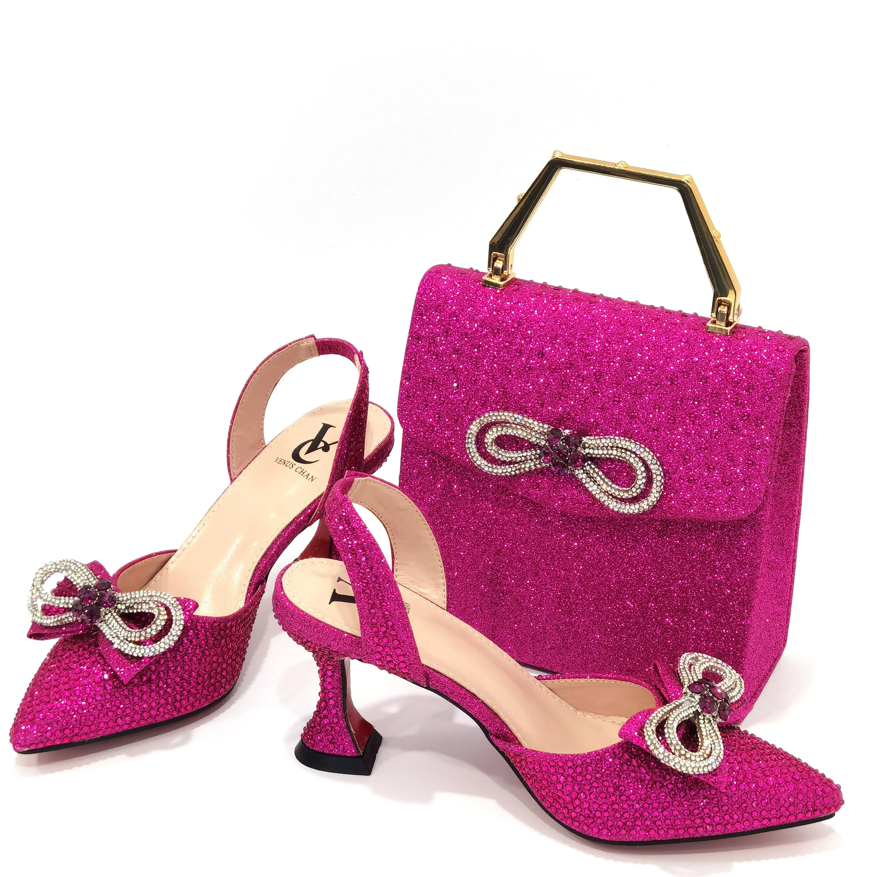 Rhinestone Bow Side Empty Party High Heels Pointed Toe Stiletto Heels