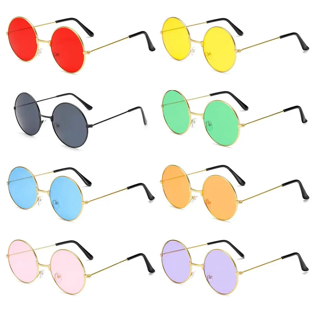 Fashion Vintage Round Sunglasses Women UV400 Sun Glasses Colorful Round-frame Glasses Female Male Metal Mirror Oculos De Sol