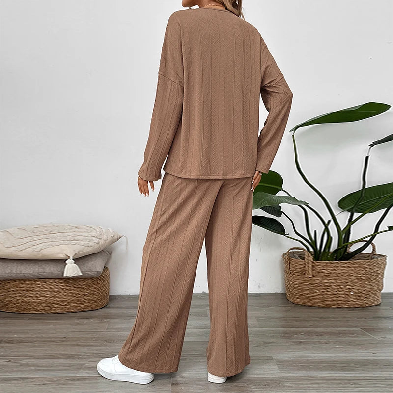 leisure solid color women's two-piece pants