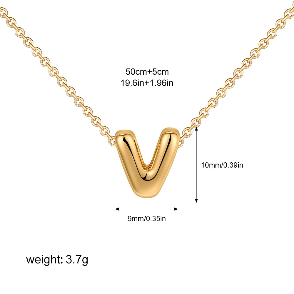 Bubble Initial A-Z Alphabet Mini Necklace for Women
