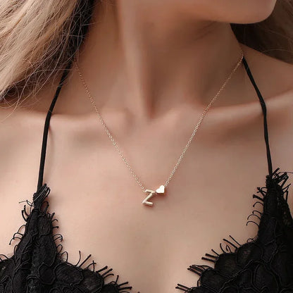 Tiny Heart Dainty Initial Necklace For Women