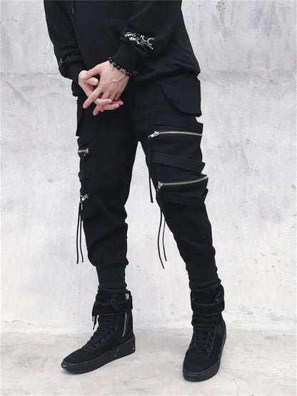 Harajuku Emo Black Cargo Pants Punk Pants Grunge Joggers Men Jeans