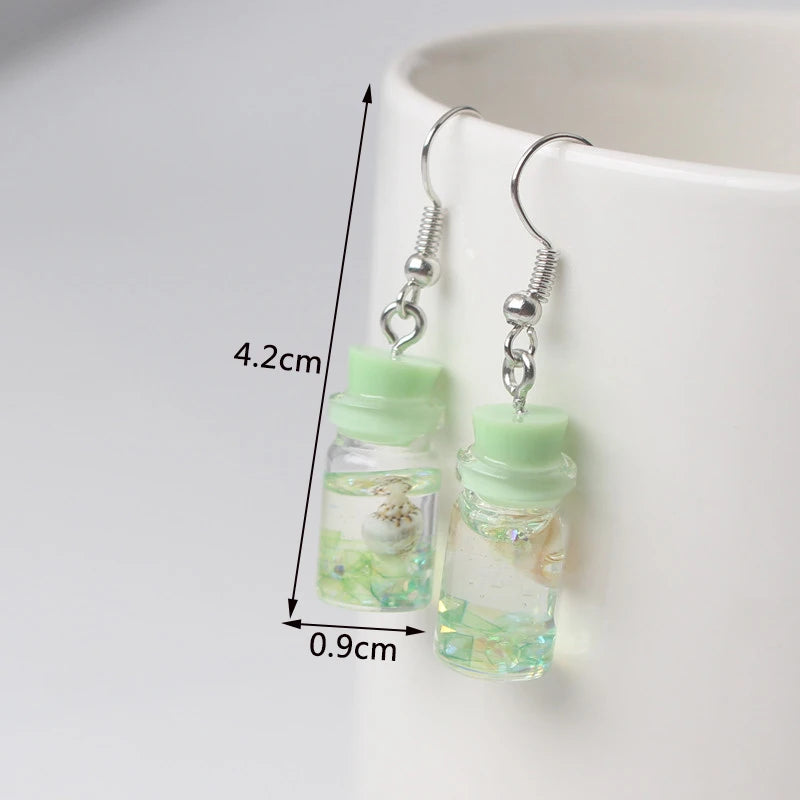 Green Color Crystal Dangle Earrings for Women