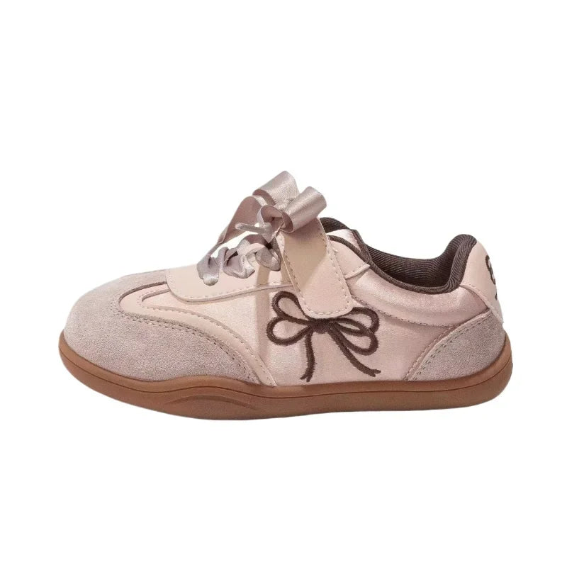 2025 Children Casual Sneakers for Girls Spring New Fashion Korean Style Soft Anti-slippery Versatile Chic Sweet Bowtie Shoes