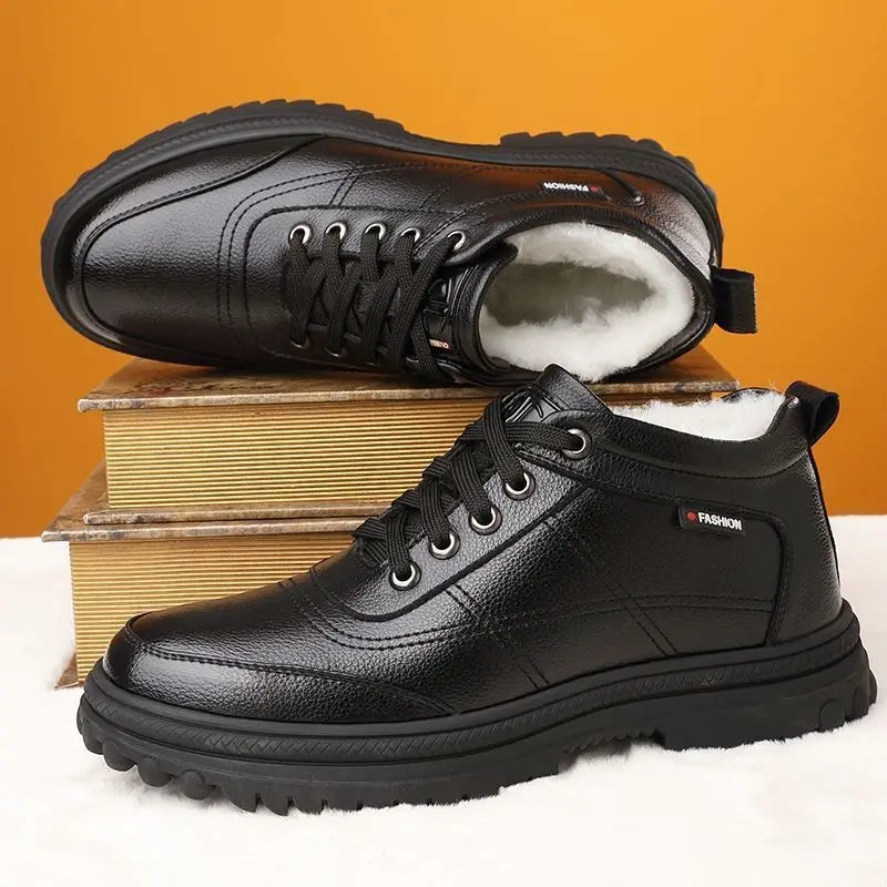 2023 Winter Padded Thickened Men's Cotton Shoes Hundred Casual Snow Boots Men's Leather Shoes Outdoors Men's Shoes Men Boots