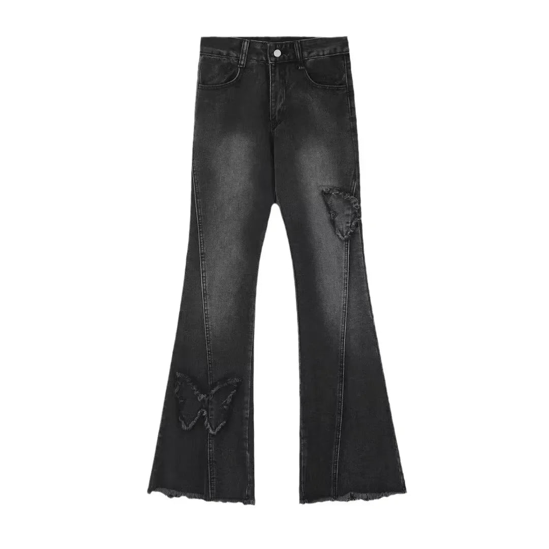 Pear-shaped Slimming High-waisted Jeans American Style Loose Fit Bootcut Pants For Women