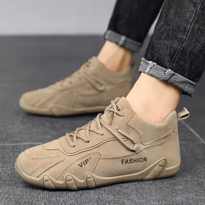 Waterproof Leather Ankle Boots for Men Waterproof Sneakers lace Up Leather Casual Sneakers for Men Casual Motorcycle Shoes