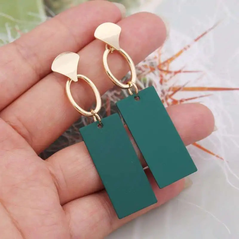 Green Color Crystal Dangle Earrings for Women