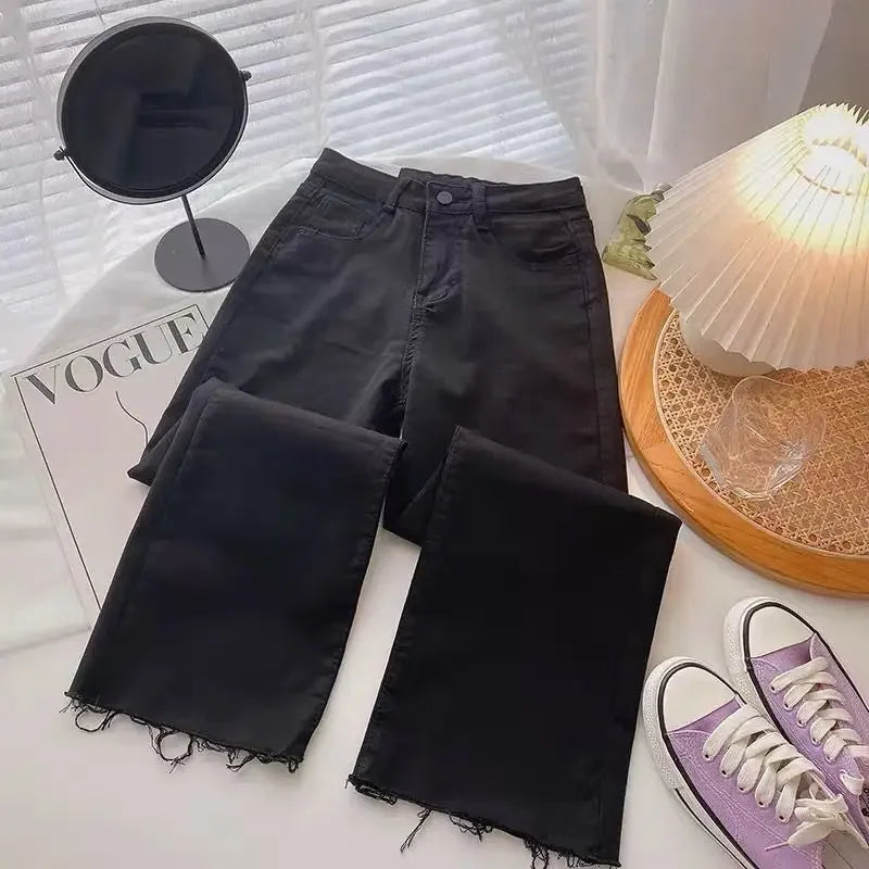 High-Waisted Light Blue Jeans For Women Summer Thin Style Stretchy Fit Pear Shape Body Shaper Dad's Potato Pants