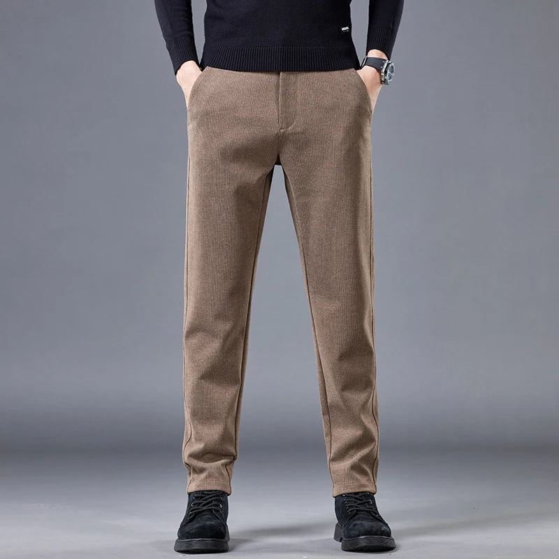 High Quality Autumn Winter Stripe Men's Suit Pants