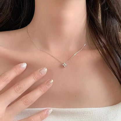 Sterling Silver Plated 18K Gold Set Zircon Necklace