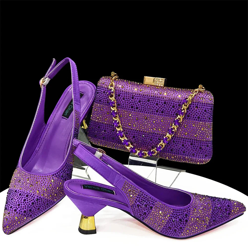 Evening Party Shoes And Bag Set Hollow Design Bag With Shoes