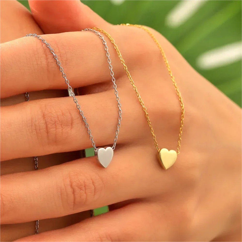 Mariasz Minimalist Gold Color Stainless Steel Heart Chain Necklace for Women