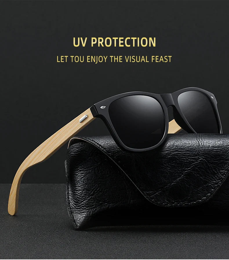 Fashion Bamboo Wood Vintage Square Sunglasses Men Women Luxury Brand Designer Sun Glasses Wooden Driving Fishing Eyewear