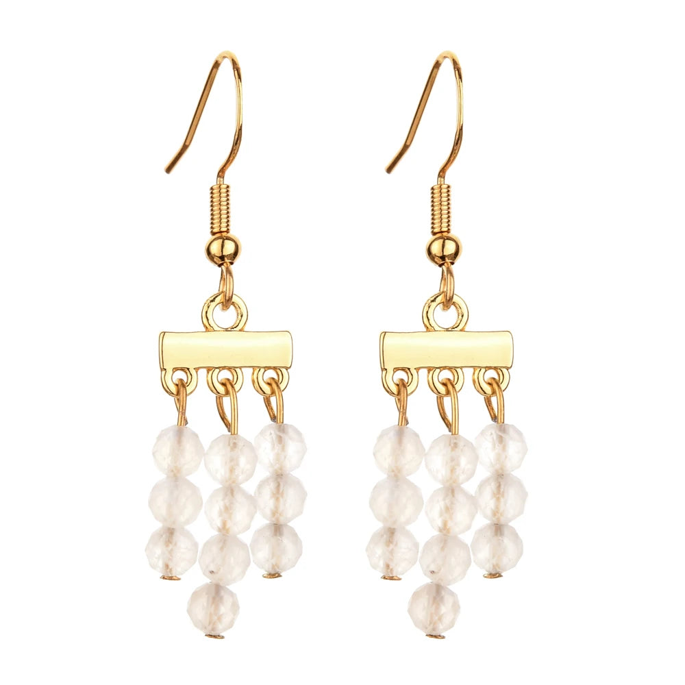 Natural Stone 3 Layer Drop Dangle Earrings for Women
