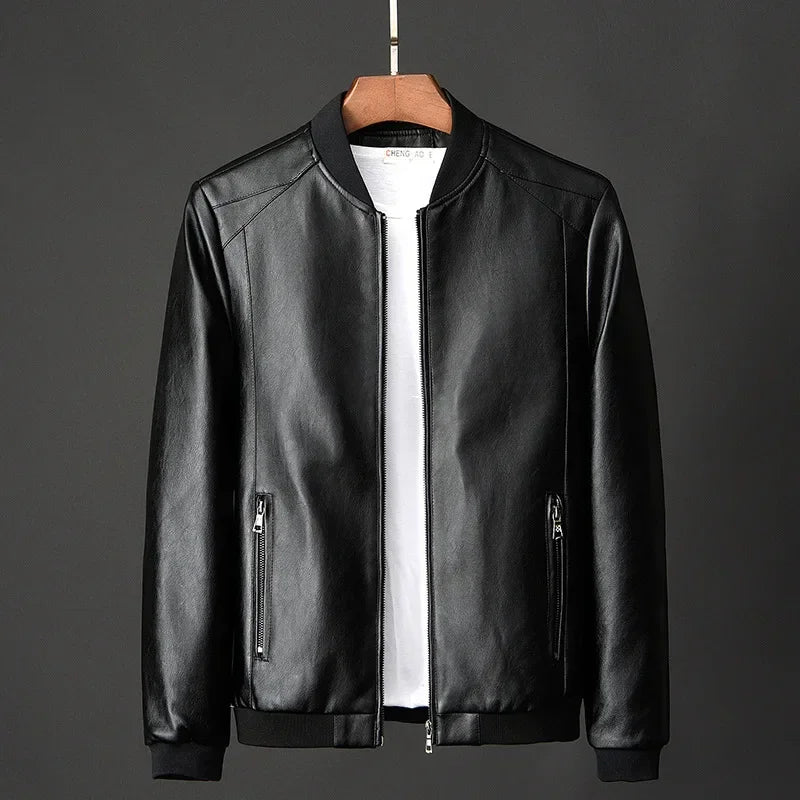 Nouvelle collection Automne 2024 - Blouson Biker en Cuir PU Noir pour Homme - Veste Coréenne Tendance - Coupe Slim Décontractée - Tailles jusqu'à 8XL