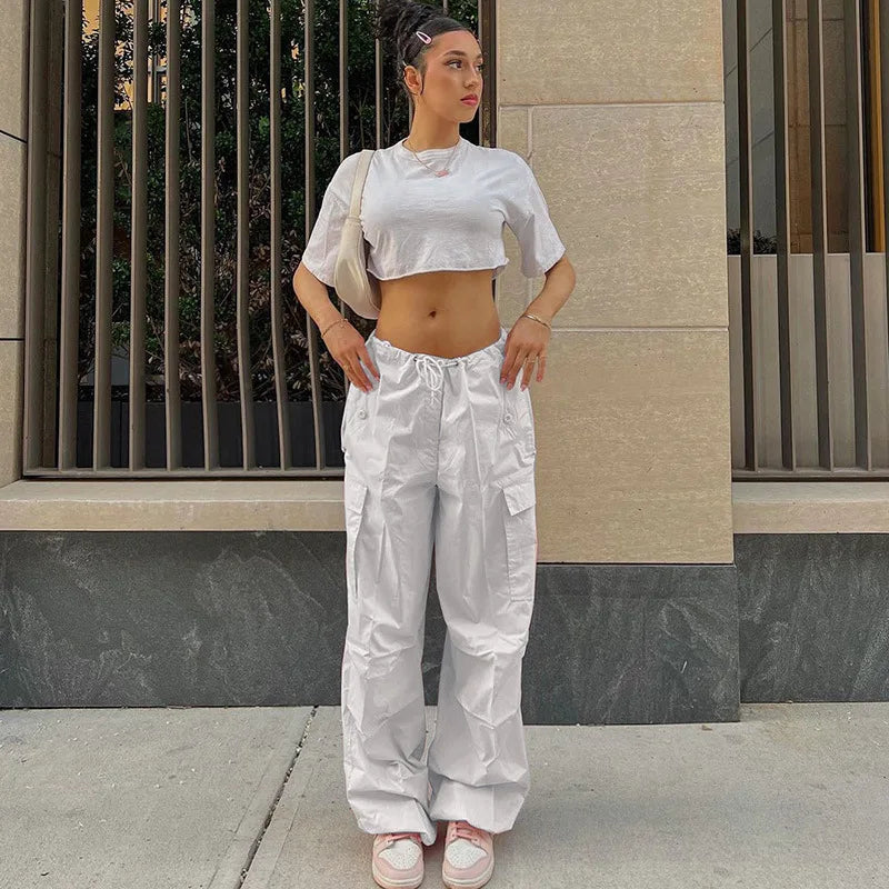 Women Cargo Pants Spring New Streetwear Solid Fashion Pockets