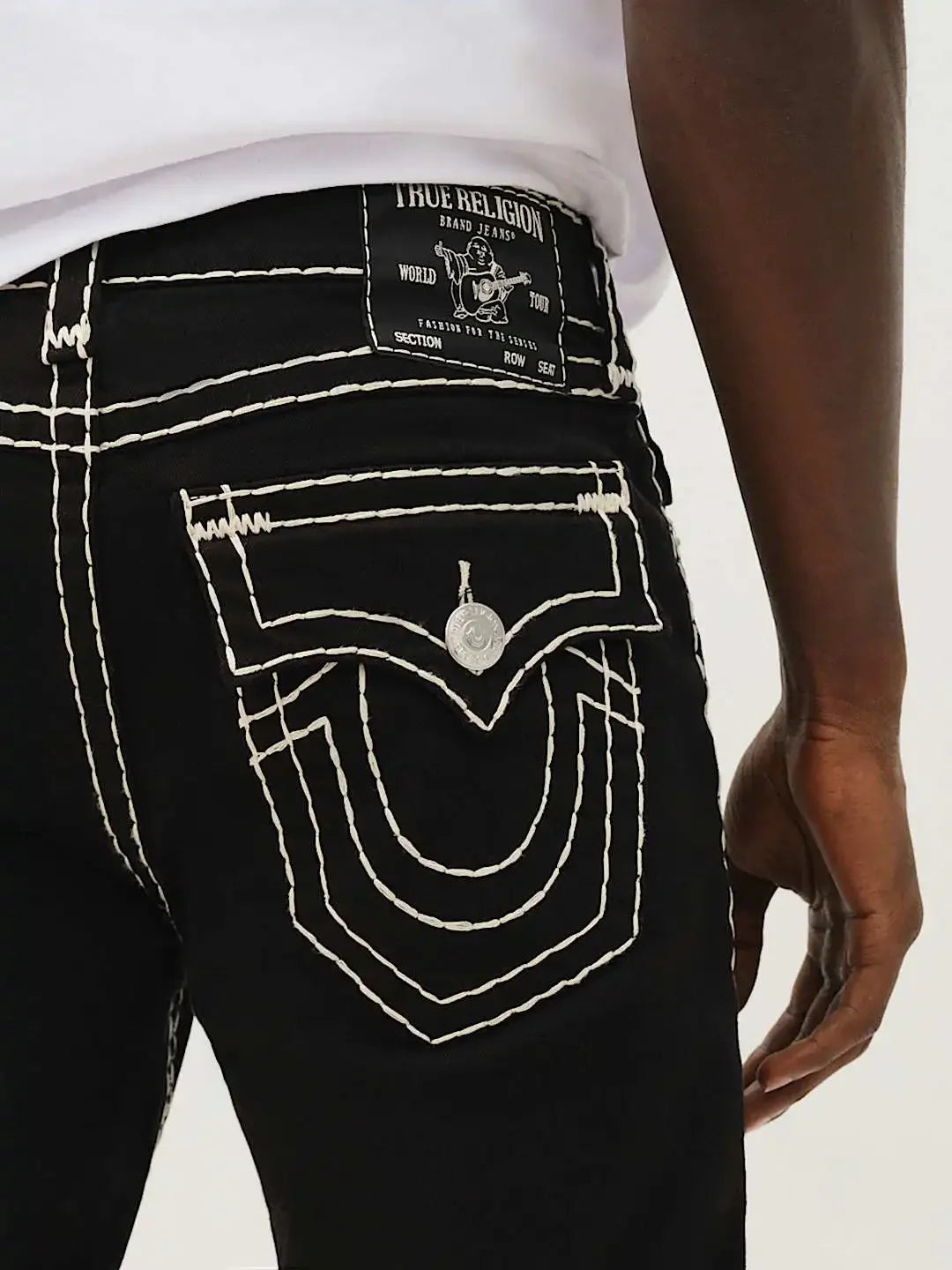 Trend Buddha Baggy Pants Hip Hop Streetwear Black Jeans Fashion Embroidered Y2k Gothic Straight Leg Wide Leg Jean Men Clothing