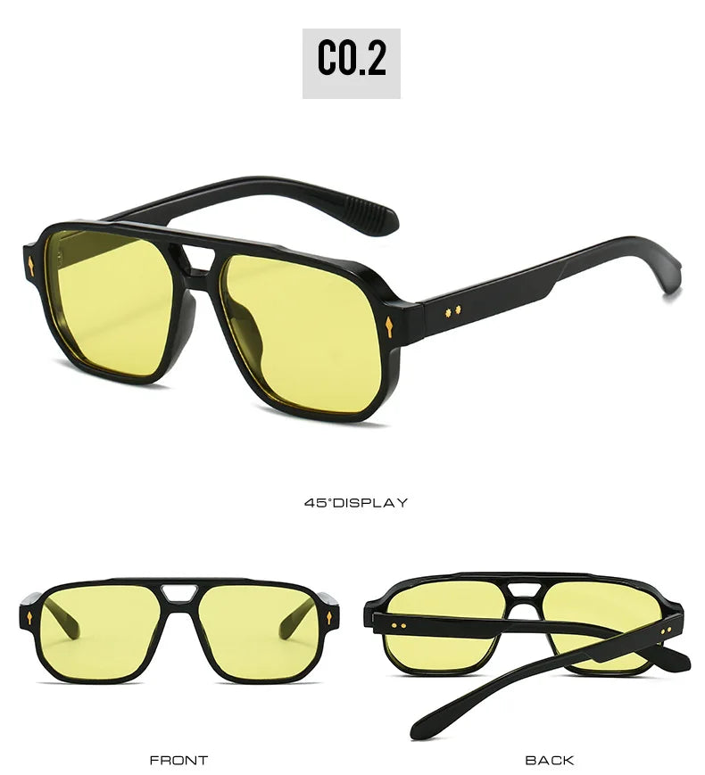 Fashion Square Sunglasses Women Men Driving Rivets Arrow Decoration Casual Travel Suitable for All Sun Glasses Uv400