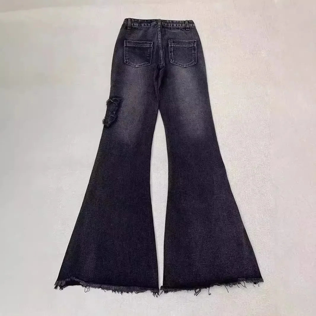 Pear-shaped Slimming High-waisted Jeans American Style Loose Fit Bootcut Pants For Women