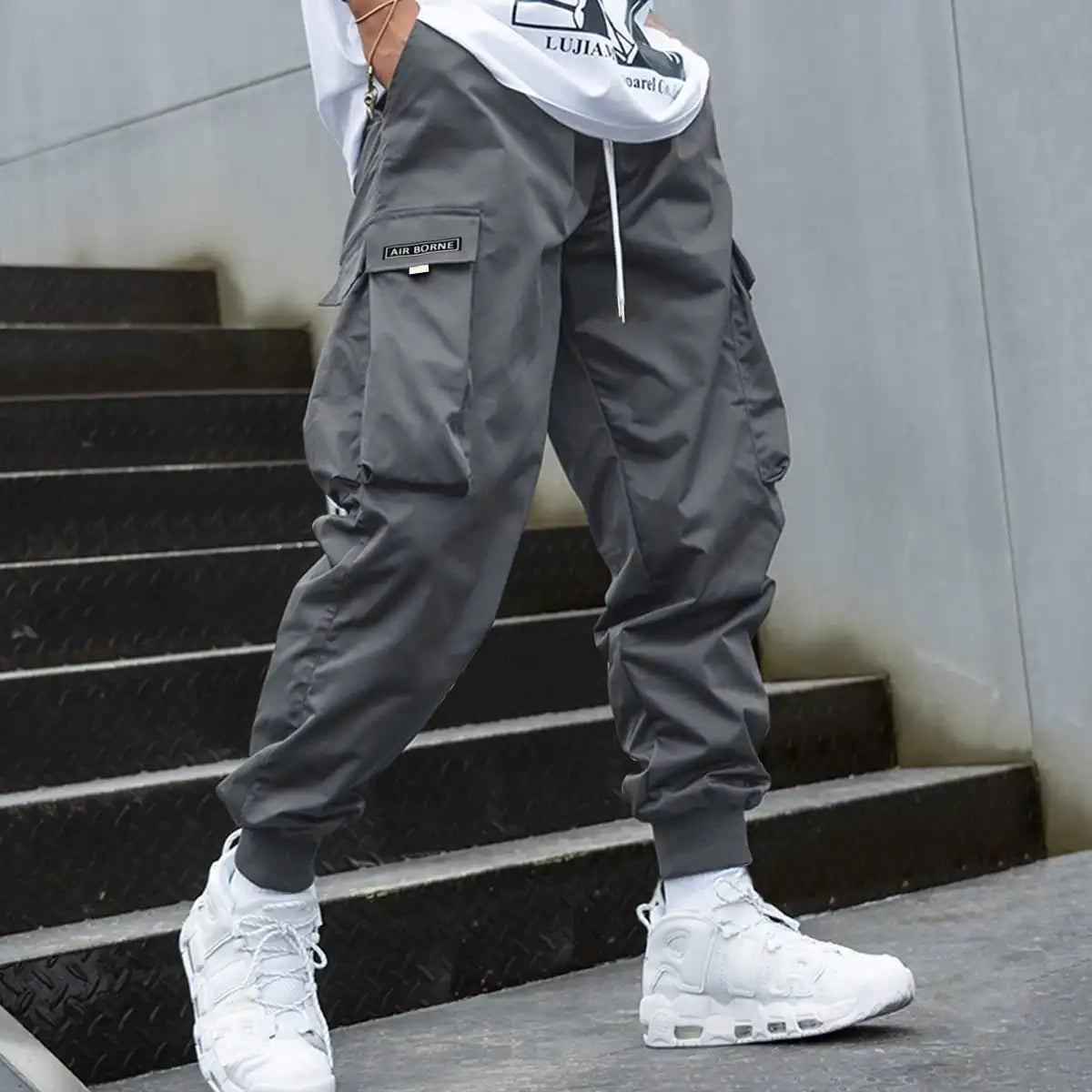 Men Letter Graphic Flap Pocket Cargo Pants