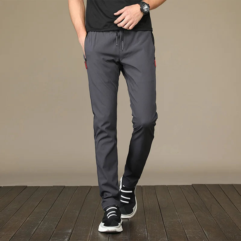 \Men Running Pants With Zipper Pockets Training Joggings Sports Trousers