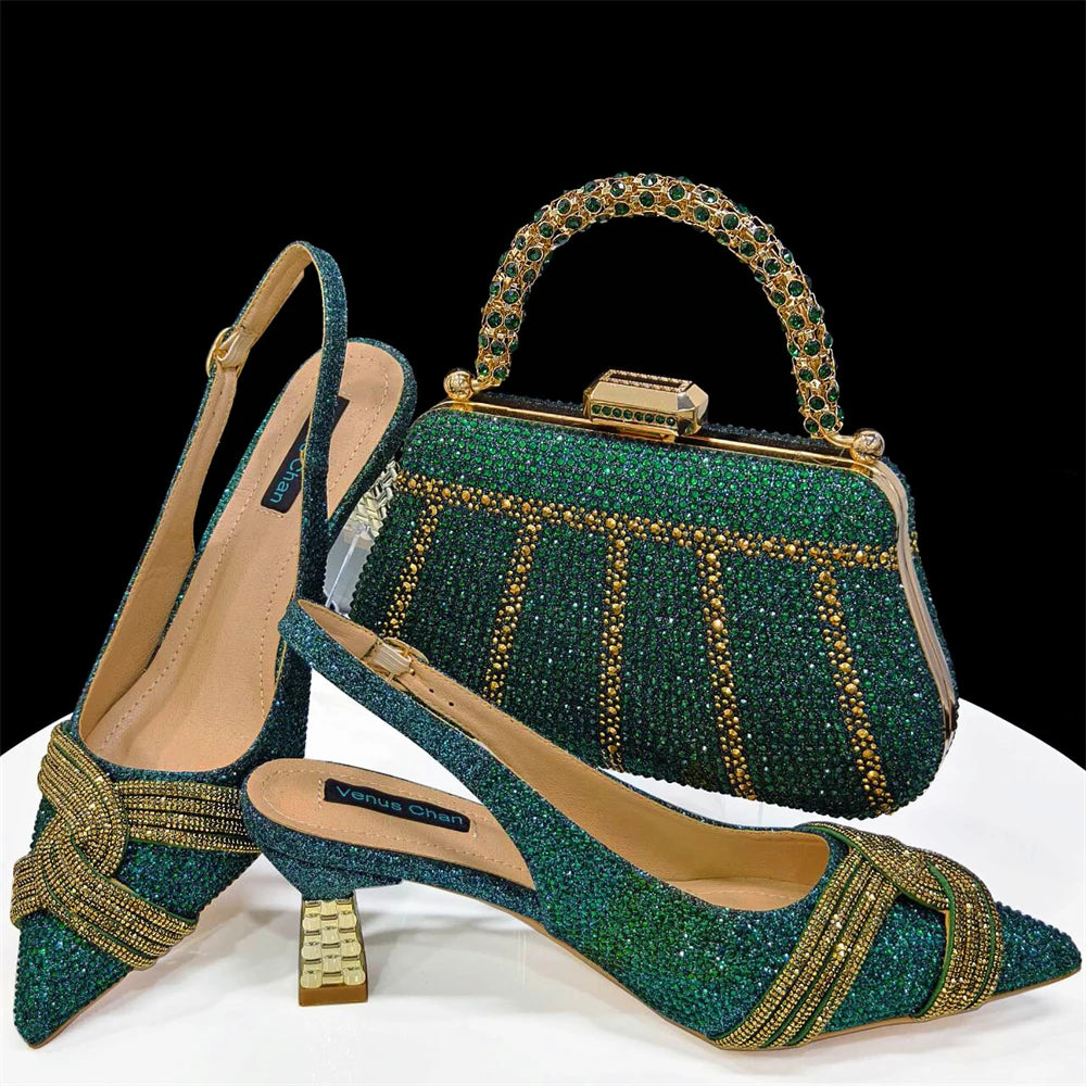 Black Hollow Design With Pointed Shoes And Fashion Three-Dimensional Bag