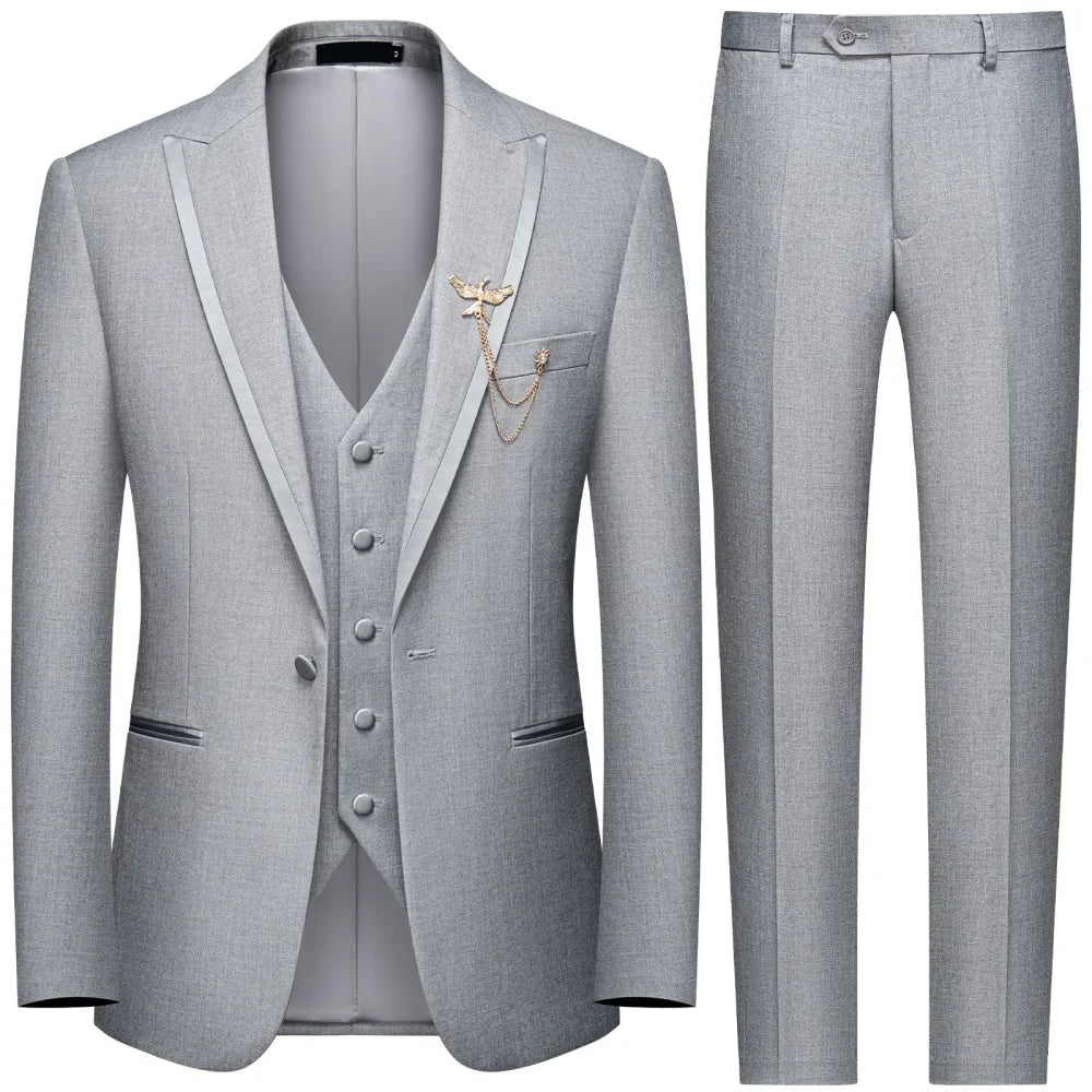 Men's black 3-piece slim fit casual Suits