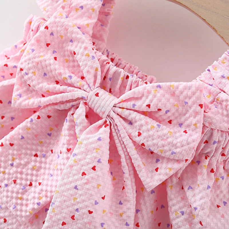 Flying Sleeve Top Short Sleeve Set For Kids